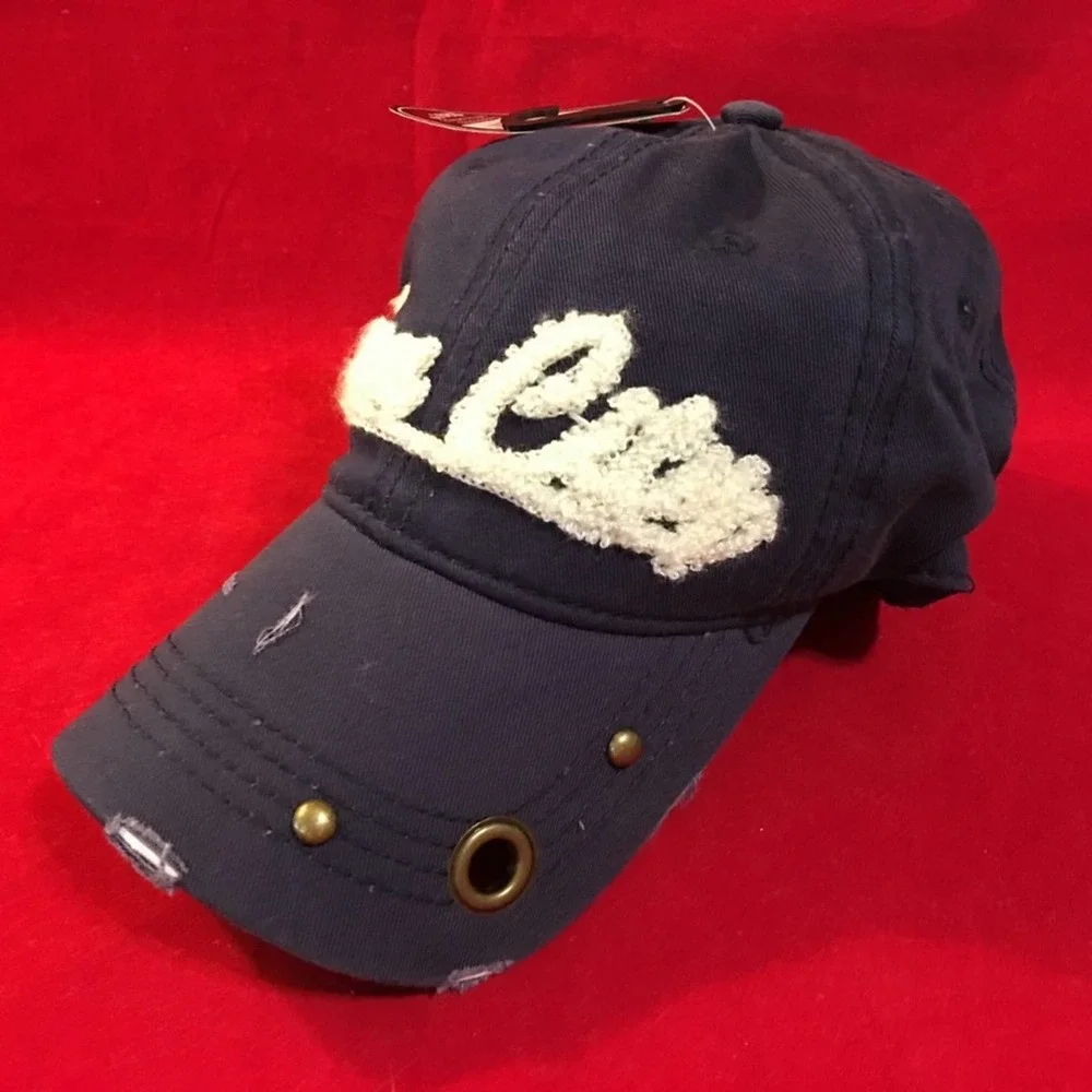 NEW~ Navy Blue Distressed  Ocean City Ball Cap Hat Unisex